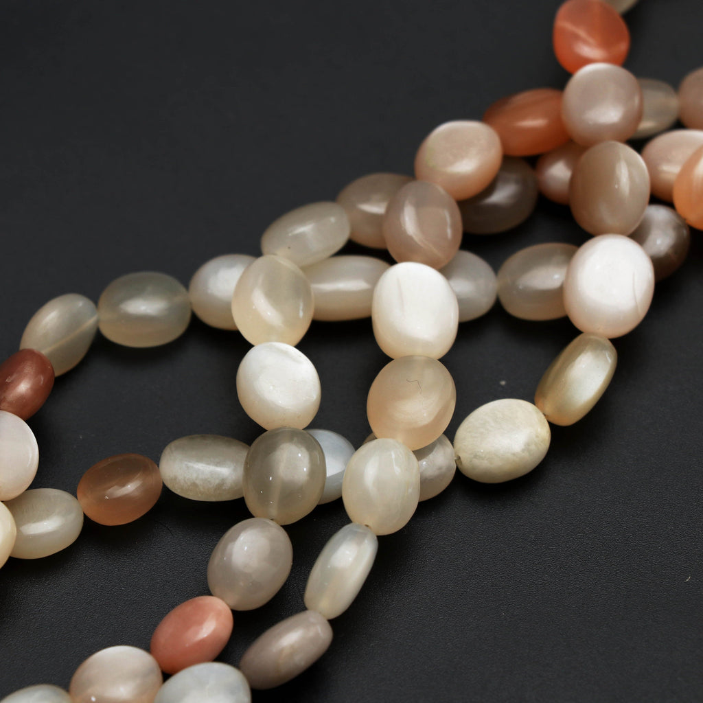 Multi Moonstone Smooth Oval Beads - 6x7 mm to 11x14 mm -Multi Moonstone Gemstone- Gem Quality , 8 Inch/18 Inch Full Strand, Price Per Strand - National Facets, Gemstone Manufacturer, Natural Gemstones, Gemstone Beads