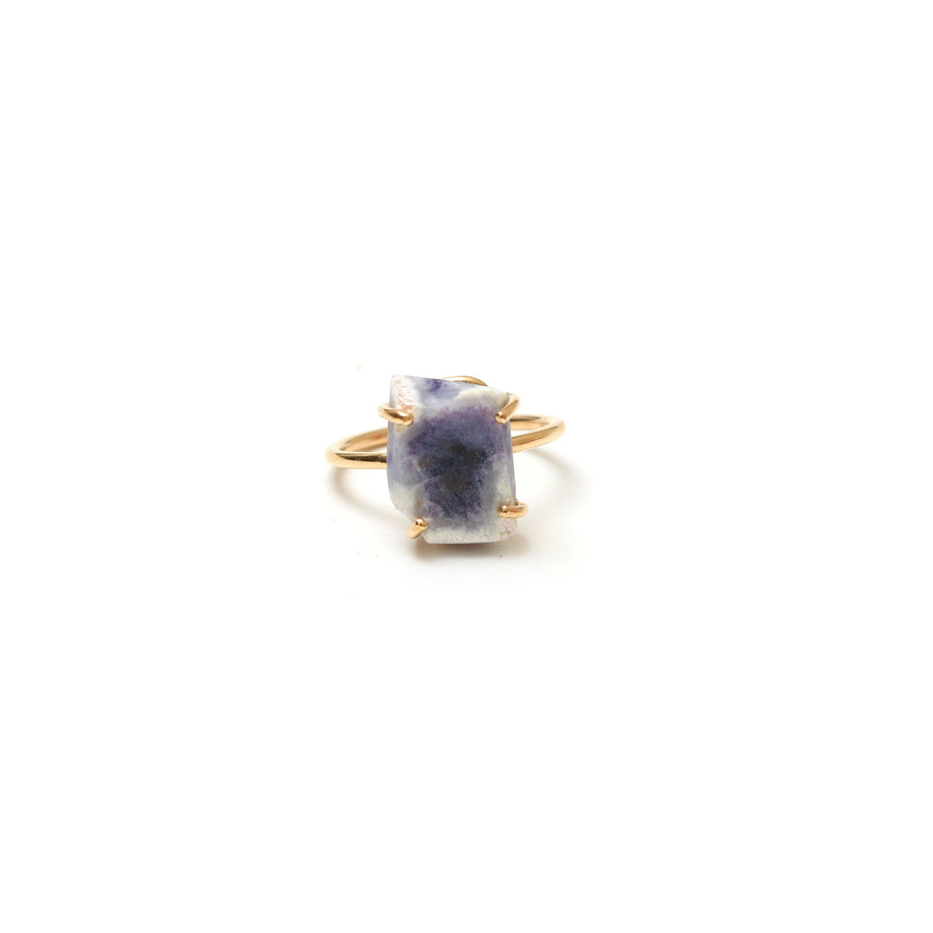 Purple Opal Rough Gemstone Prong Ring, 925 Sterling Silver Gold Plated ,Gift For Her, Set Of 5 Pieces - National Facets, Gemstone Manufacturer, Natural Gemstones, Gemstone Beads