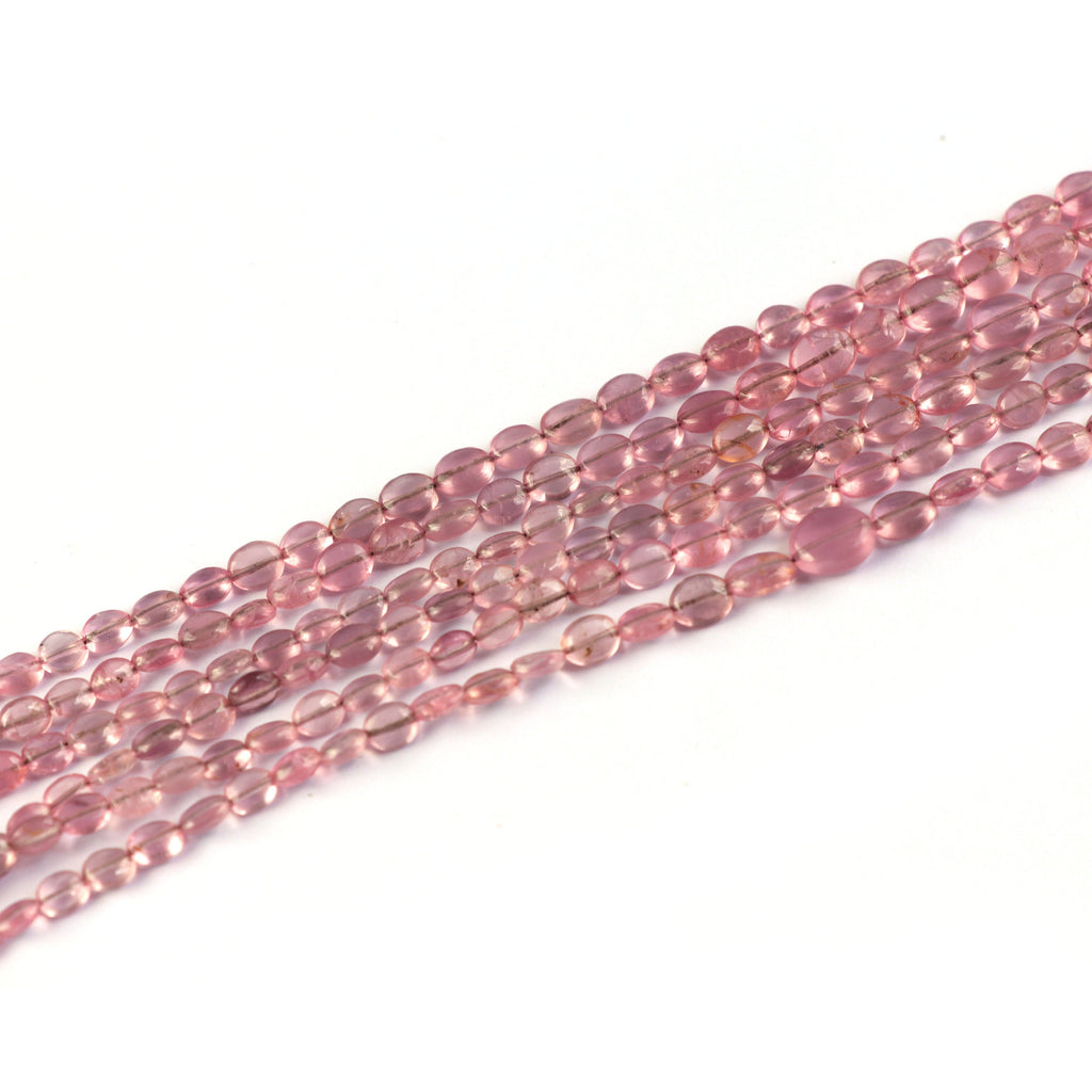 Natural Pink Tourmaline Oval Smooth Beads, 3x4 MM to 5x6 MM, Pink Tourmaline , 8 Inch, Per Strand Price - National Facets, Gemstone Manufacturer, Natural Gemstones, Gemstone Beads