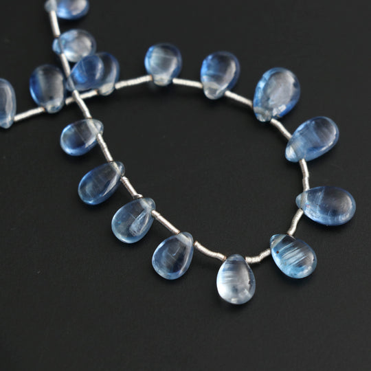 Kyanite Smooth Pears Beads - 4.5x6.5 mm to 6x9 mm- Kyanite Jewelry Making Beads, 8 Inch/ 20 Cm Full Strand, Price Per Strand