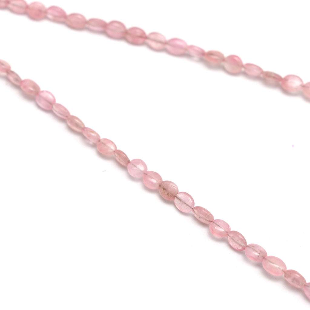 Natural Pink Tourmaline Smooth Oval Beads | Unique Pink Tourmaline | 3x3.5 mm to 6.5x8.5 mm | 8 Inch/ 18 Inch Full Strand | Price Per Strand - National Facets, Gemstone Manufacturer, Natural Gemstones, Gemstone Beads
