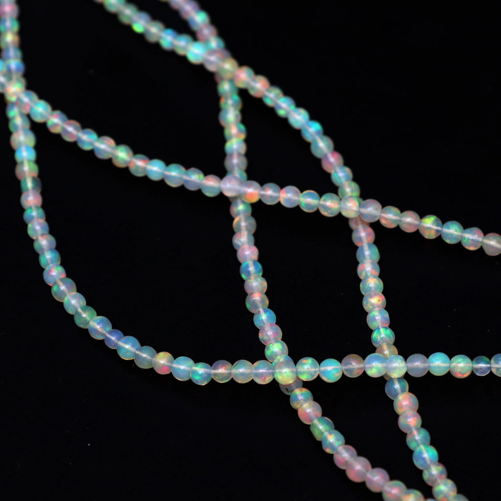 Natural Ethiopian Opal Smooth Round Balls Beads - 4 mm - Gem Quality, Ethiopian Opal , 8 Inches / 18 Inches Full Strand, Price Per Strand - National Facets, Gemstone Manufacturer, Natural Gemstones, Gemstone Beads