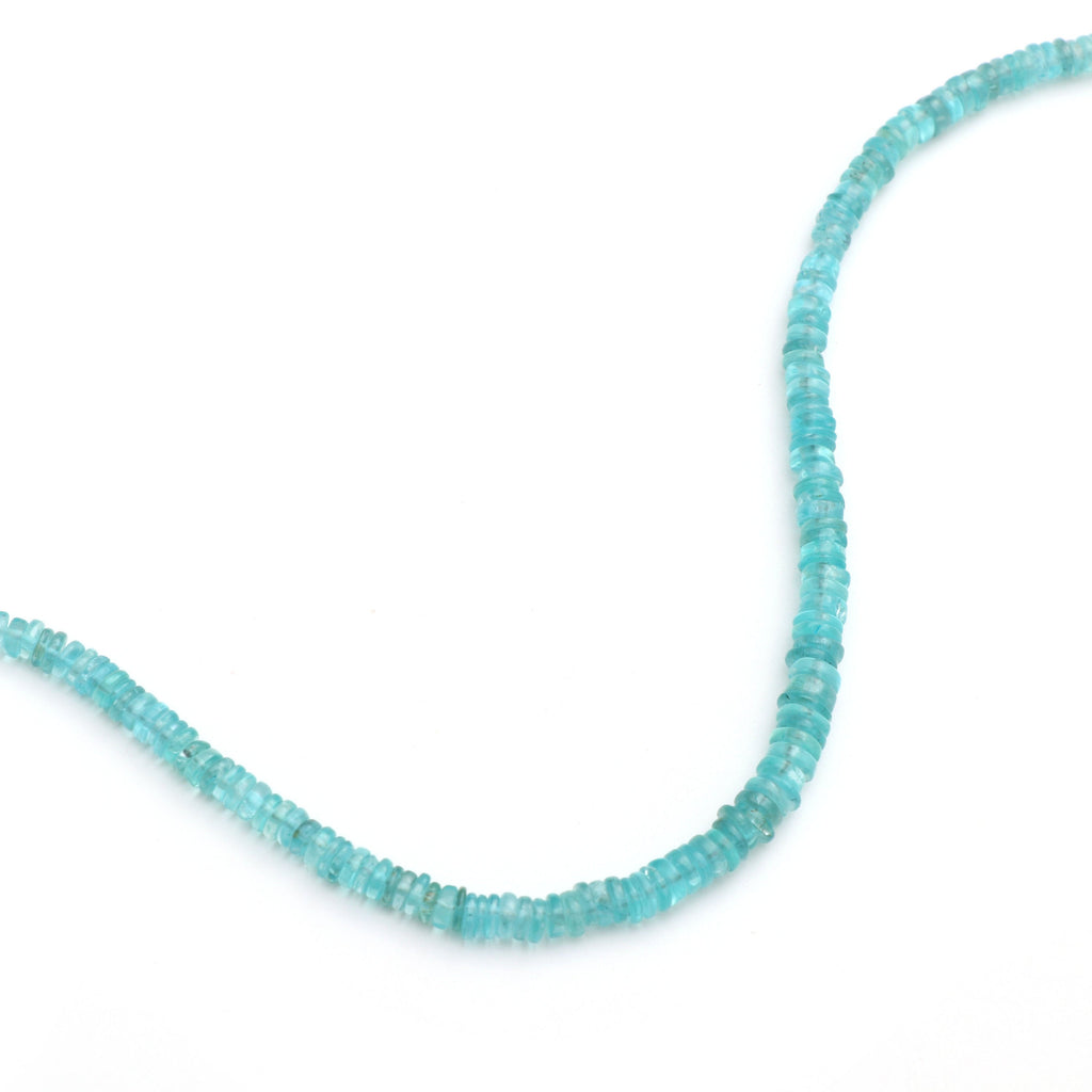 Sky Apatite Smooth Tyre Beads | Natural Sky Apatite | 3.5 mm to 5 mm | Gemstone Tyre Beads | Sky Apatite Smooth | Sky Apatite Beads | 8 Inch - National Facets, Gemstone Manufacturer, Natural Gemstones, Gemstone Beads