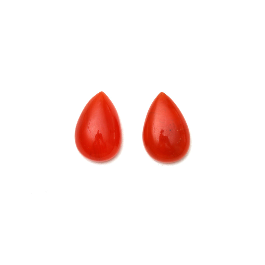 AAA Quality Natural Carnelian Smooth Pear Cabochon Gemstone | 12x18 mm | Gemstone Cabochon | Pair ( 2 Pieces ) - National Facets, Gemstone Manufacturer, Natural Gemstones, Gemstone Beads