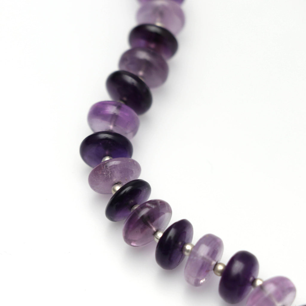 Amethyst Natural Shaded Roundel Smooth Beads, 9 mm to 9.5 mm, Amethyst Shaded Beads, Amethyst Strand, 8 Inch, Price Per Strand - National Facets, Gemstone Manufacturer, Natural Gemstones, Gemstone Beads