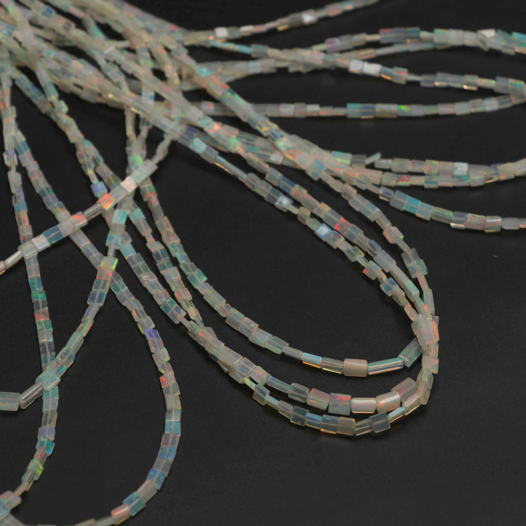 Natural Ethiopian Opal Smooth Rectangle Beads | 3x3 mm to 4x10 mm | 8 Inches/ 18 Inches Full Strand | Price Per Strand - National Facets, Gemstone Manufacturer, Natural Gemstones, Gemstone Beads