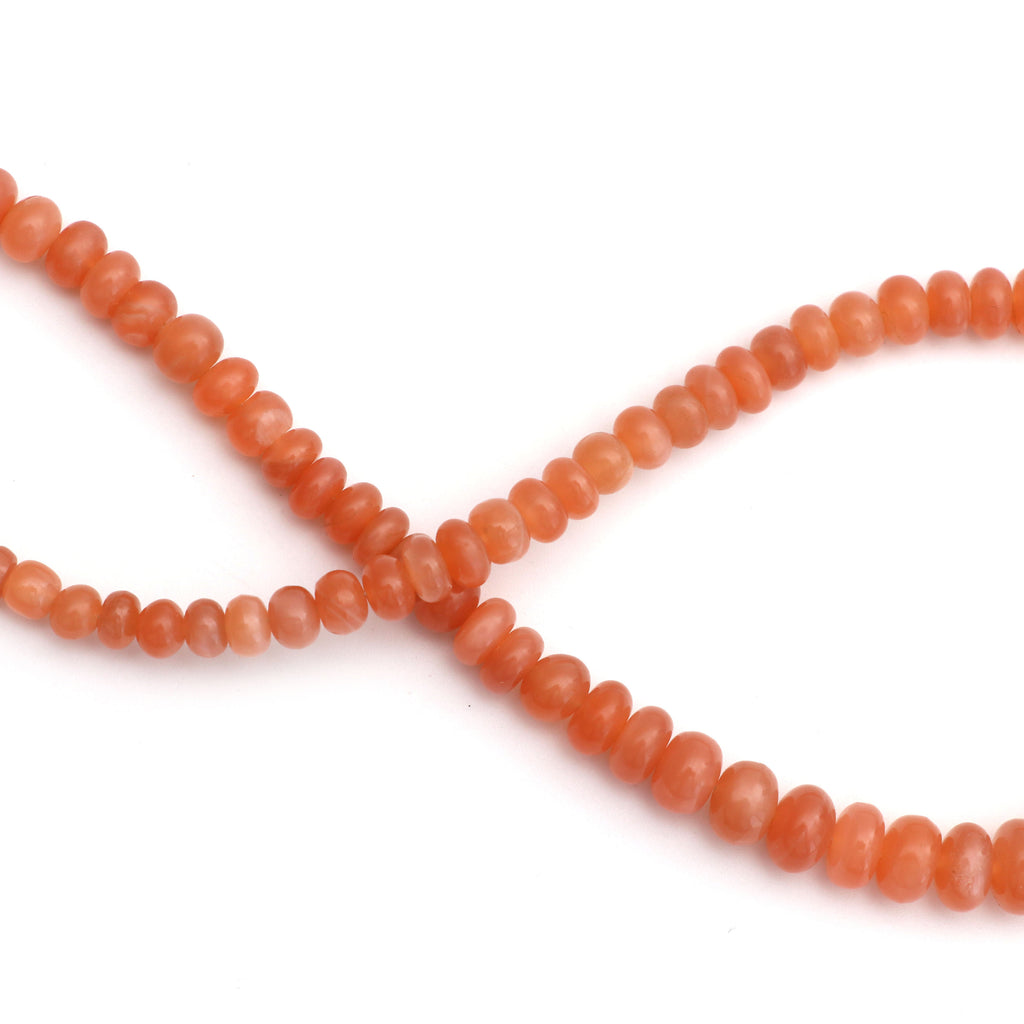 Peach Moonstone Smooth Roundel Beads, 4 mm to 8 mm, Peach Moonstone Beads, Moonstone strand, 18 Inch Full Strand - National Facets, Gemstone Manufacturer, Natural Gemstones, Gemstone Beads