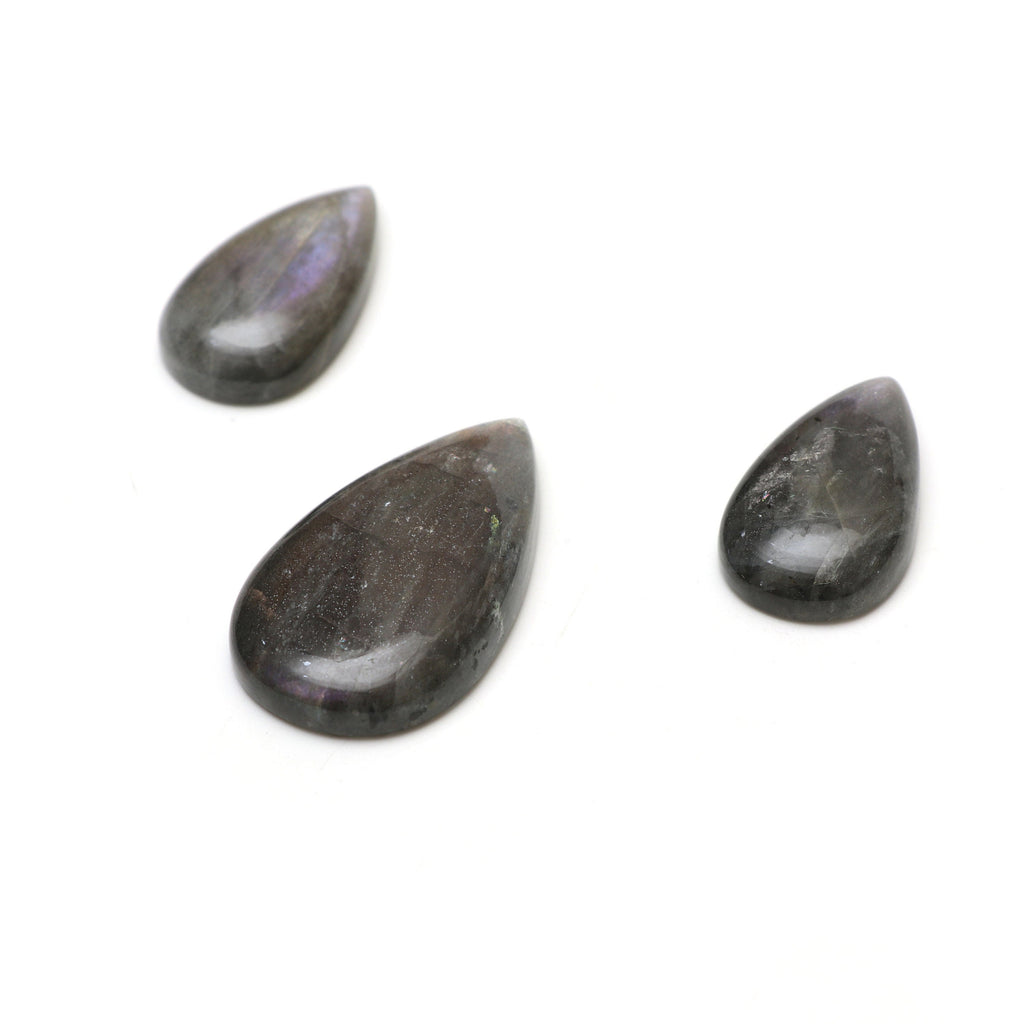 AAA Quality Natural Labradorite Smooth Pear Cabochon Gemstone | 18x33 mm to 25x45 mm | Gemstone Cabochon | Set of 3 Pieces - National Facets, Gemstone Manufacturer, Natural Gemstones, Gemstone Beads