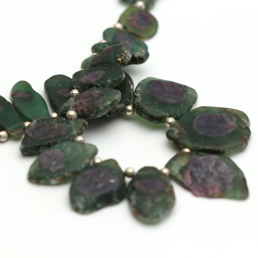 Ruby Fuchsite Smooth Fancy Slice Beads - 7x10 mm to 17x21 mm - Ruby Fuchsite - Gem Quality , 8 Inch/ 20 Cm Full Strand, Price Per Strand - National Facets, Gemstone Manufacturer, Natural Gemstones, Gemstone Beads