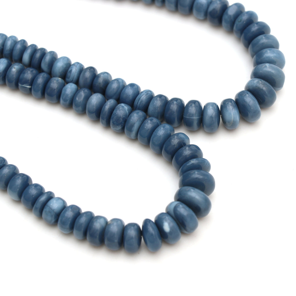 Blue Opal Smooth Roundel Beads | 5.5 mm to 10 mm | Blue Opal Roundel | Blue Opal Smooth | Gem Quality | 8 Inch/18 Inch | Price Per Strand - National Facets, Gemstone Manufacturer, Natural Gemstones, Gemstone Beads