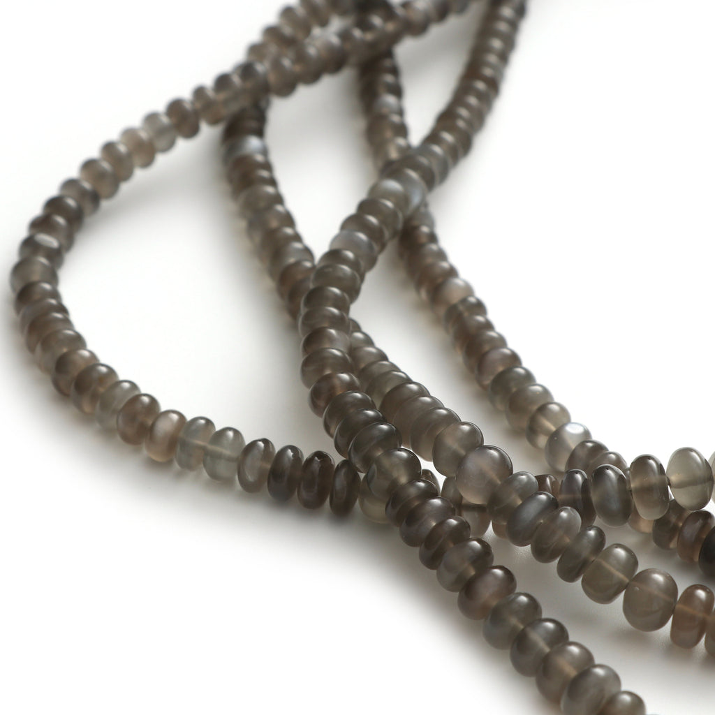 Grey Moonstone smooth Roundel Beads, 5 mm to 8.5 mm, Grey Moonstone Beads - Gem Quality , 8Inch \ 16 Inch Full Strand, Price Per Strand - National Facets, Gemstone Manufacturer, Natural Gemstones, Gemstone Beads