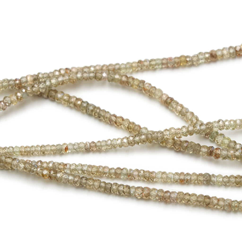 Natural Golden Zircon Faceted Roundelle Beads | Zircon Necklace | 3 mm to 5 mm | 8 Inch/ 16 Inch/ 18 Inch Full Strand | Price Per Strand - National Facets, Gemstone Manufacturer, Natural Gemstones, Gemstone Beads