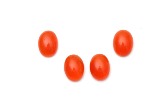 Natural Carnelian Smooth Oval Cabochon Gemstone | 12x16 mm | Carnelian Jewelry Making Gemstone | 2 Pair ( 4 Pieces )