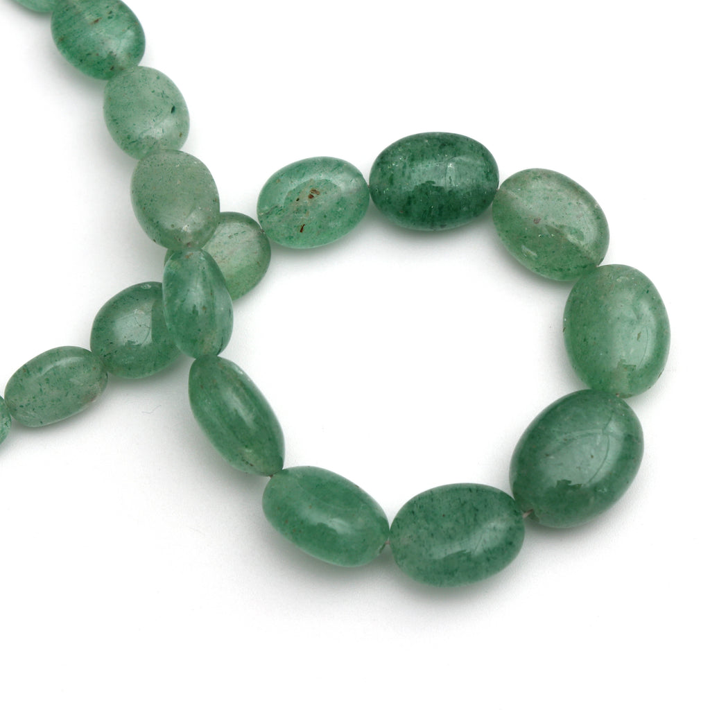 Green Quartz Smooth Oval Beads- 7x9 mm to 11x14 mm - Green Quartz - Gem Quality , 8 Inch/ 20 Cm Full Strand, Price Per Strand - National Facets, Gemstone Manufacturer, Natural Gemstones, Gemstone Beads