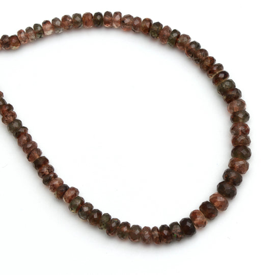 Andalusite Faceted Roundel Beads - 4 mm to 5.5 mm, Andalusite Jewelry Making Beads, 8 Inch/ 20 Cm Full Strand, Price Per Strand