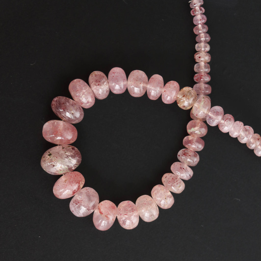 Natural Strawberry Quartz Smooth beads, 4 mm to 12 mm, Strawberry Quartz Beads, Quartz strand, 8 Inch Full Strand - National Facets, Gemstone Manufacturer, Natural Gemstones, Gemstone Beads
