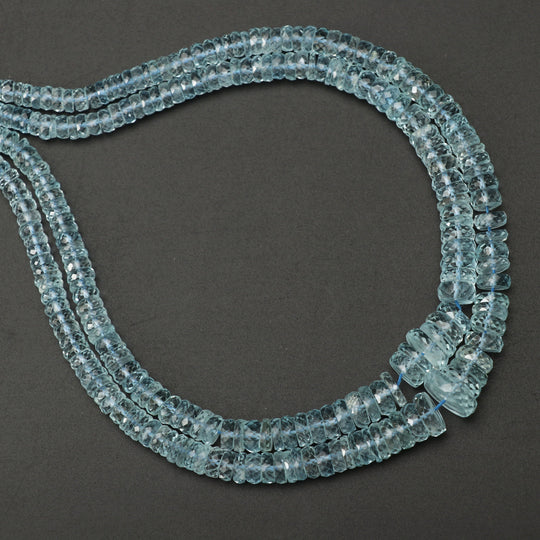 Natural Aquamarine Faceted Tyre, 4 to 9 mm, Aquamarine Jewelry Making Beads, 18 Inch Full Strand, price per strand