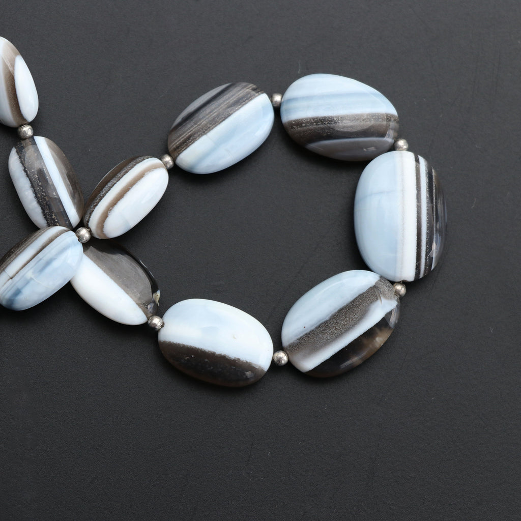 Blue Opal Smooth Beads Tumble - 13x7 mm to 14x19.5 mm - Blue Opal - Gem Quality, 8 Inch, Price Per Strand, Opal Gemstone Jewellery - National Facets, Gemstone Manufacturer, Natural Gemstones, Gemstone Beads