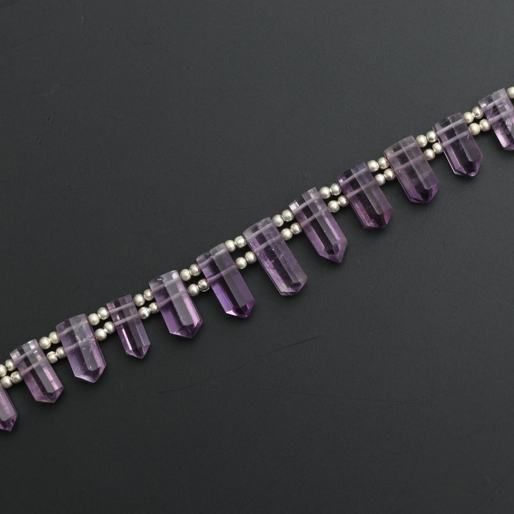 Amethyst Faceted Cut Gemstone Bullet Beads, 5x9 mm to 6x16 mm, Amethyst Bullet Point, Amethyst Cut, 8 Inch, Price Per Strand - National Facets, Gemstone Manufacturer, Natural Gemstones, Gemstone Beads