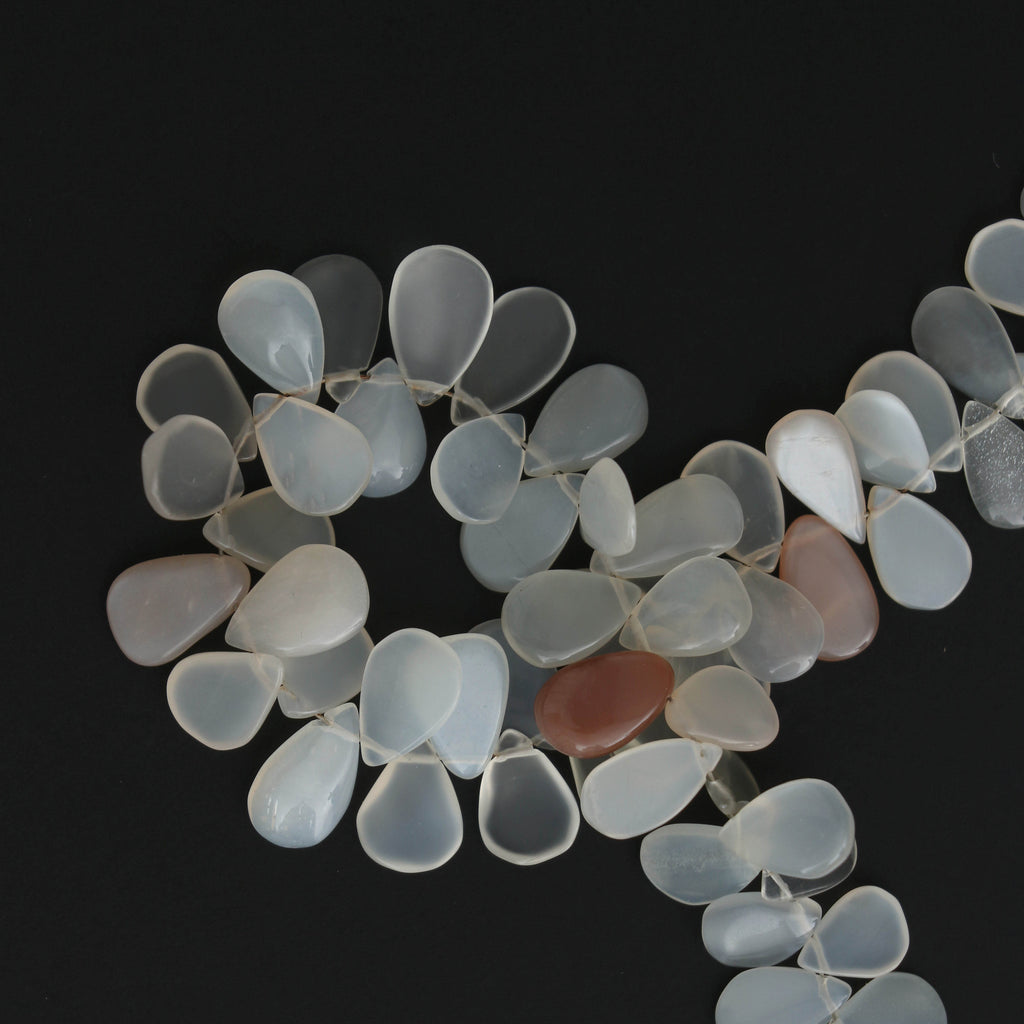 Multi Color Moonstone Smooth Flat Pears Beads,9x6 mm to 13x8 mm, Peach Gray White Moonstone Semi Precious Stone ,8 Inches,Price Per Strand - National Facets, Gemstone Manufacturer, Natural Gemstones, Gemstone Beads