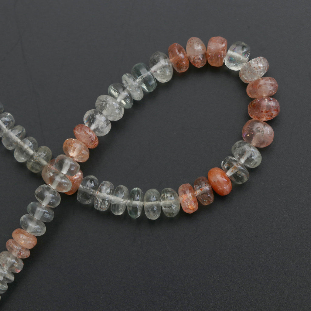 Sunstone Smooth Beads, Sunstone Rondelle Beads, Green Red sunstone - 5 mm to 6.5 mm - Sunstone Beads- Gem Quality , 8 Inch, Price Per Strand - National Facets, Gemstone Manufacturer, Natural Gemstones, Gemstone Beads