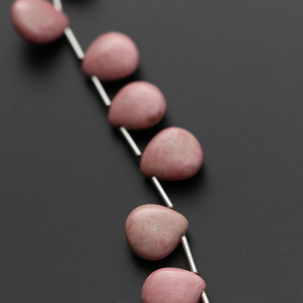Thulite Heart Smooth Beads, Thulite Heart - 12x11x4.5 mm - Thulite - Gem Quality , 14 Cm Full Strand, Price Per Strand - National Facets, Gemstone Manufacturer, Natural Gemstones, Gemstone Beads