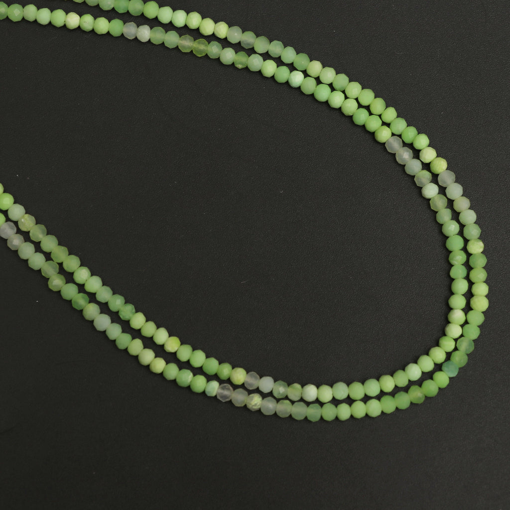 Green Opal Color Enhanced Faceted Rondelle Beads | 3 mm | Rare beads necklace | 18 Inch Full Strand | Price Per Strand - National Facets, Gemstone Manufacturer, Natural Gemstones, Gemstone Beads