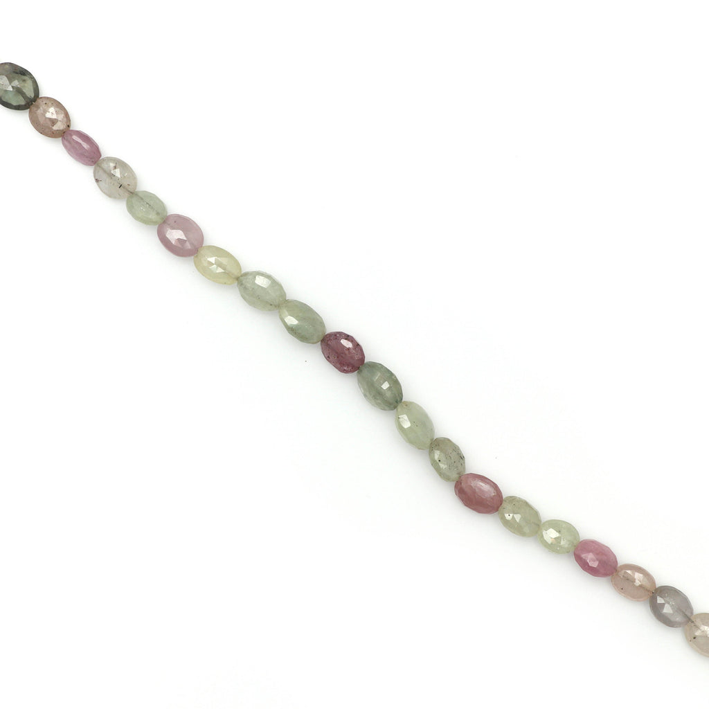 Multi Sapphire Faceted Oval Beads , Oval Nuggets, Multi Sapphire Faceted- 5x4 mm to 8x6 mm- Gem Quality, 8 Inch / 16 Inch, Price Per Strand - National Facets, Gemstone Manufacturer, Natural Gemstones, Gemstone Beads