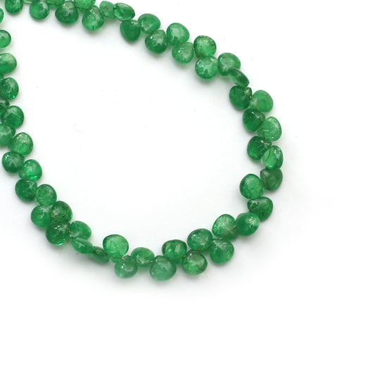 ツァボライト スムース ハート ビーズ、3.5x4.5 mm ～ 5x5 mm、ツァボライト ジュエリー メイキング ビーズ、7 インチ フル ストランド、1 ストランドあたりの価格