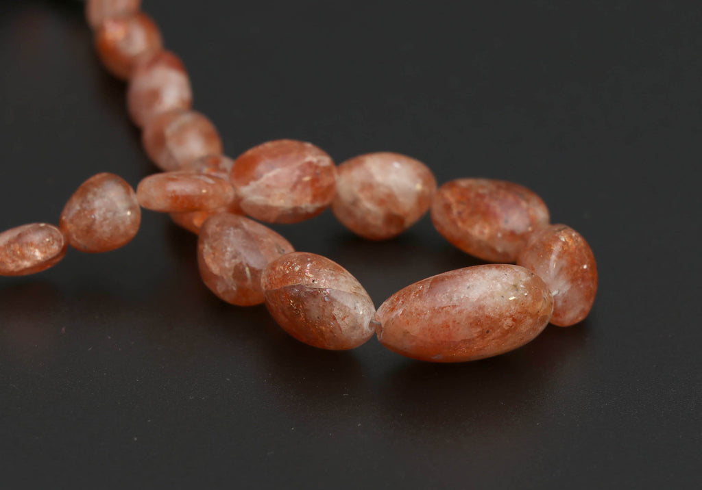 Sunstone Smooth Tumble Beads, Sunstone Tumble - 7x11 mm to 15x20 mm - Sunstone - Gem Quality , 8 Inch/ 20 Cm Full Strand, Price Per Strand - National Facets, Gemstone Manufacturer, Natural Gemstones, Gemstone Beads