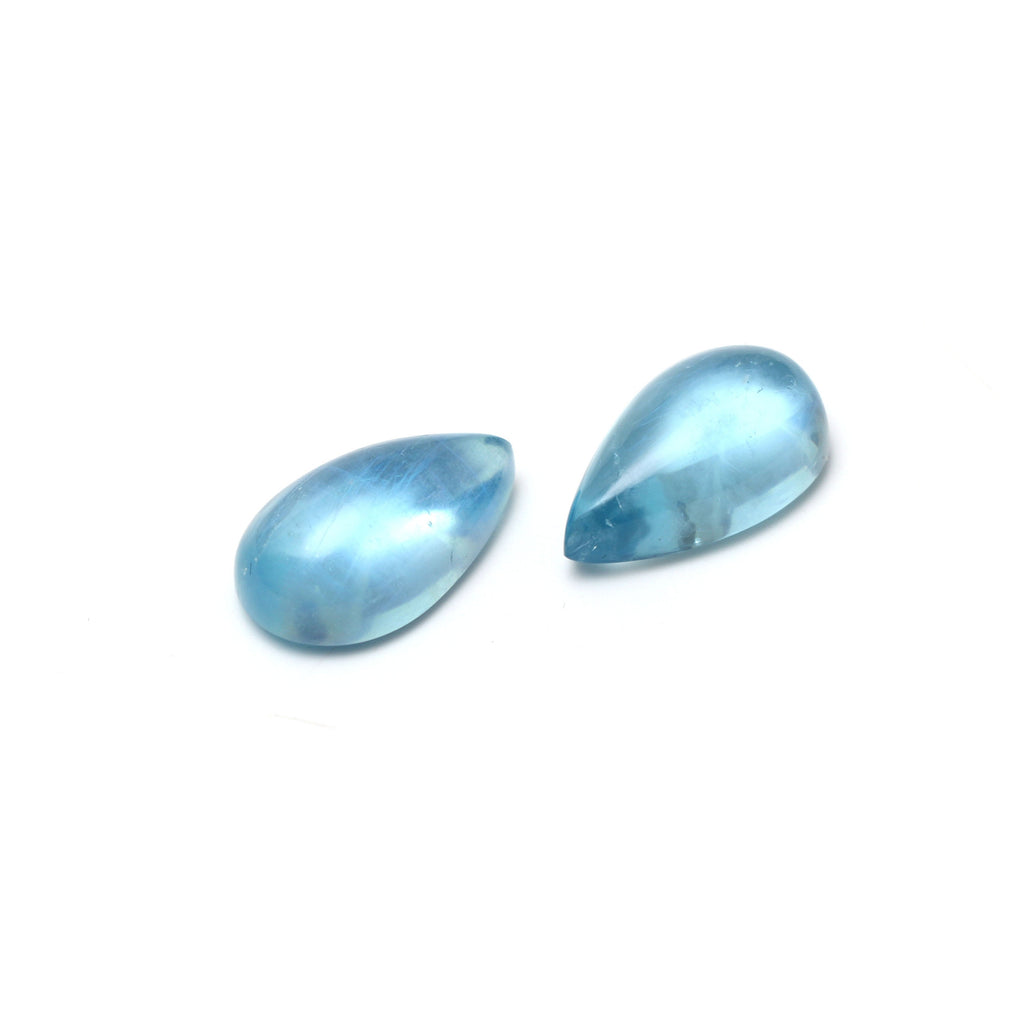 AAA Quality Natural Aquamarine Smooth Pear Cabochon Gemstone | 12x19 mm | Gemstone Cabochon | Pair ( 2 Pieces ) - National Facets, Gemstone Manufacturer, Natural Gemstones, Gemstone Beads