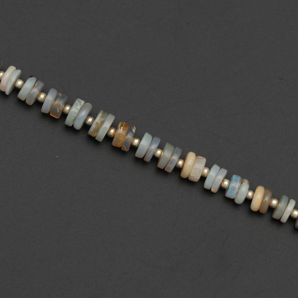 Natural Australian Opal Smooth Tyre Shape Beads, Australian Opal Tyre -5mm to 7.5mm-Gem Quality, 8 Inch/ 20 Cm Full Strand, Price Per Strand - National Facets, Gemstone Manufacturer, Natural Gemstones, Gemstone Beads