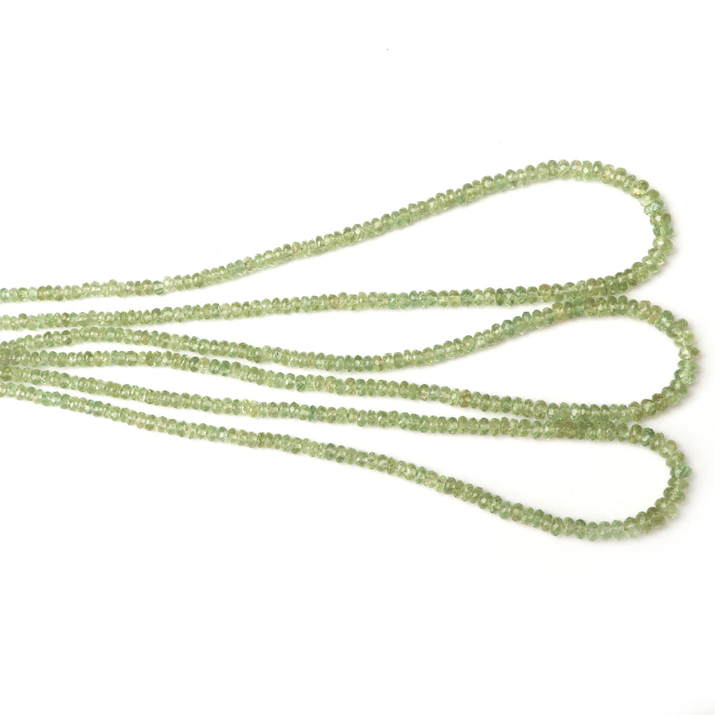Apatite Faceted Rondelle Beads, Green Apatite Rondelle, 3.5 mm To 5 mm, 18 Inch Strand - National Facets, Gemstone Manufacturer, Natural Gemstones, Gemstone Beads