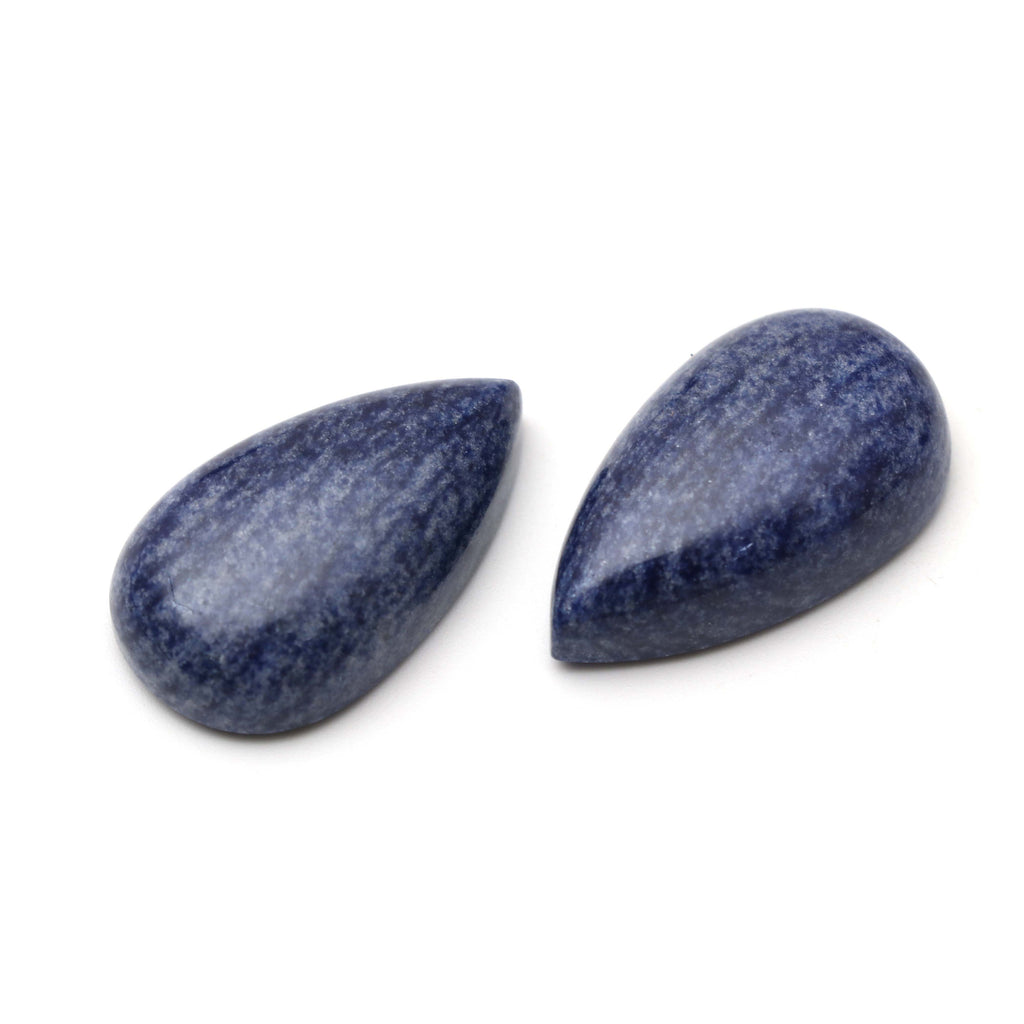 AAA Quality Natural Denim Quartz Smooth Pear Cabochon Gemstone | 16x28 mm | Gemstone Cabochon | Pair ( 2 Pieces ) - National Facets, Gemstone Manufacturer, Natural Gemstones, Gemstone Beads