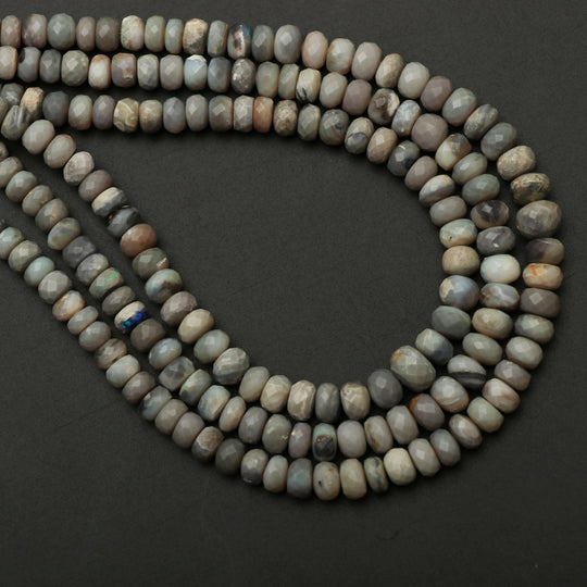 Australian Opal Faceted Rondelle Beads , 4 mm to 7 mm , Australian Opal Jewelry Making Beads , 8 Inch/18 Inch , Price Per Strand