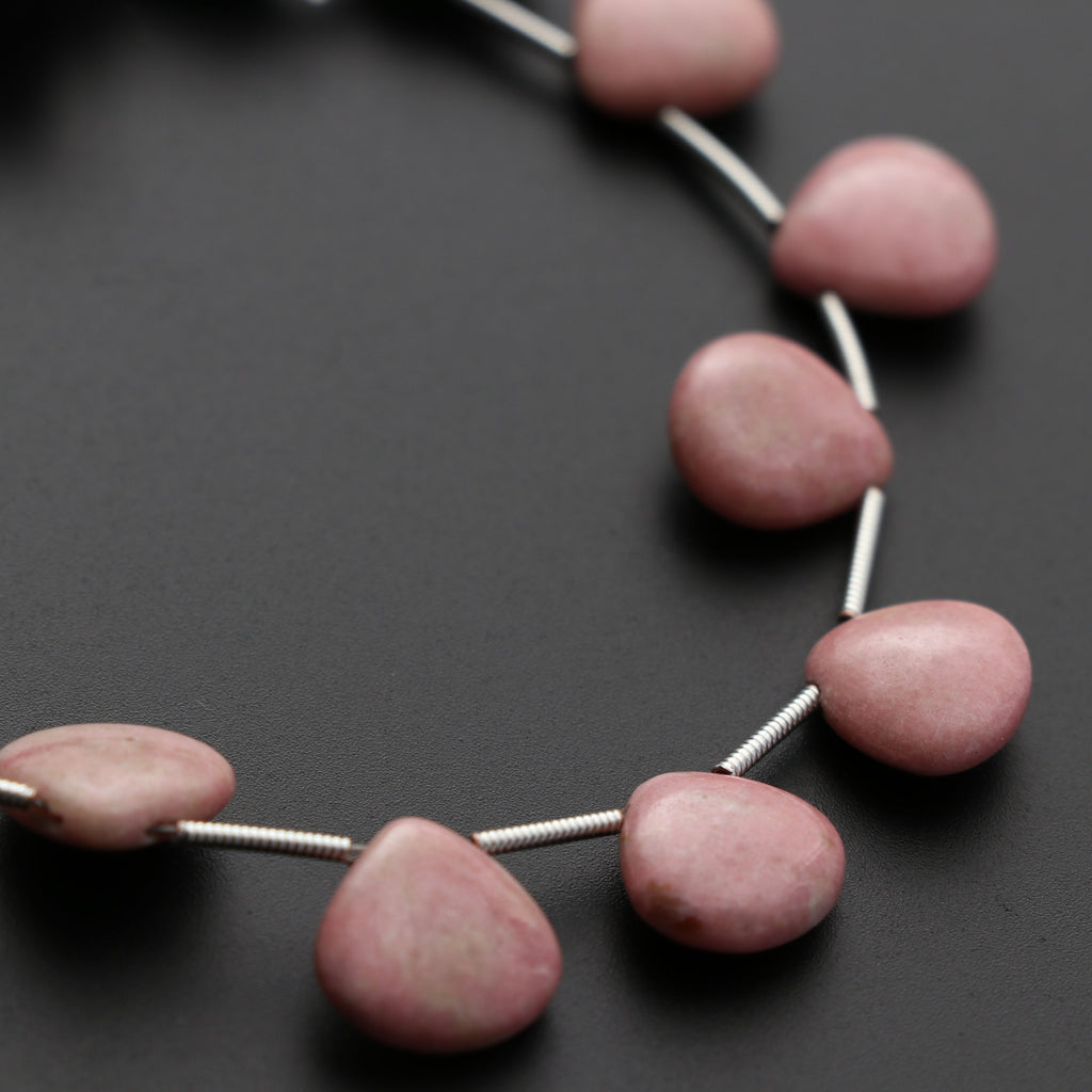 Thulite Heart Smooth Beads, Thulite Heart - 12x11x4.5 mm - Thulite - Gem Quality , 14 Cm Full Strand, Price Per Strand - National Facets, Gemstone Manufacturer, Natural Gemstones, Gemstone Beads