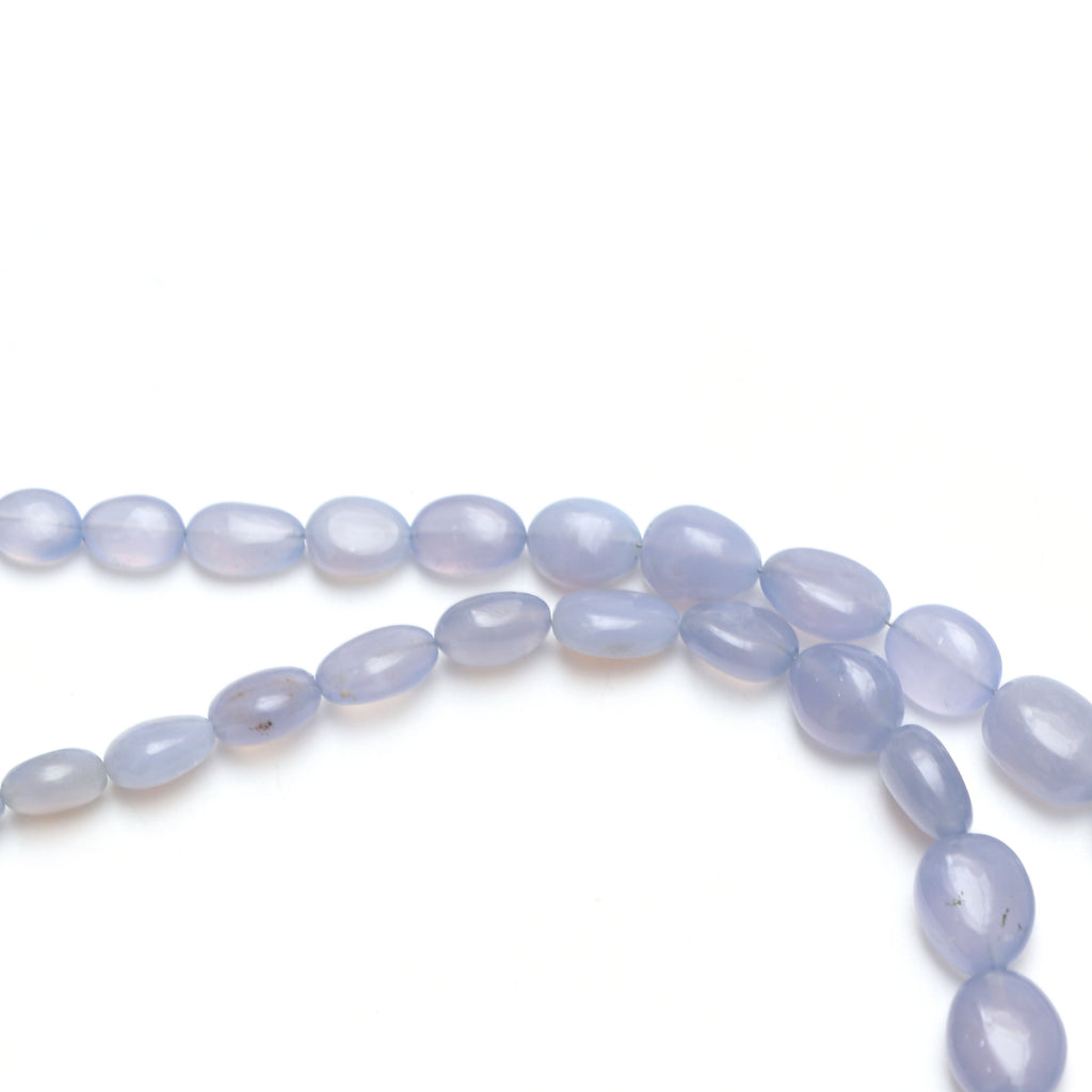 Blue Chalcedony Smooth Tumble Beads - 5x7 mm to 14.5x23 mm - Blue Chalcedony Tumble - Gem Quality , 18 Inch Full Strand, Price Per Strand - National Facets, Gemstone Manufacturer, Natural Gemstones, Gemstone Beads