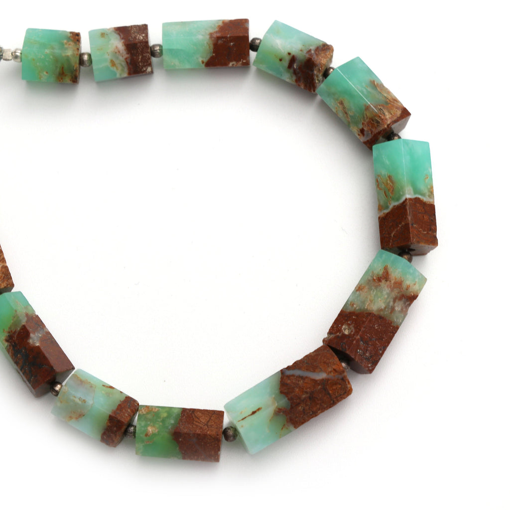 Green Opal Faceted Cylinder Beads- 8x8 mm to 9x18 mm - Green Opal Beads - Gem Quality , 8 Inch/ 20 Cm Full Strand, Price Per Strand - National Facets, Gemstone Manufacturer, Natural Gemstones, Gemstone Beads