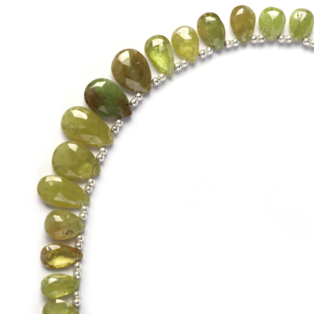 Natural Sphene Faceted Pear, Sphene Gemstone, Color Sphene Pear, 8x5 to 10x6 mm, Sphene Pear, Sphene Faceted, 8 Inch Full Strand - National Facets, Gemstone Manufacturer, Natural Gemstones, Gemstone Beads