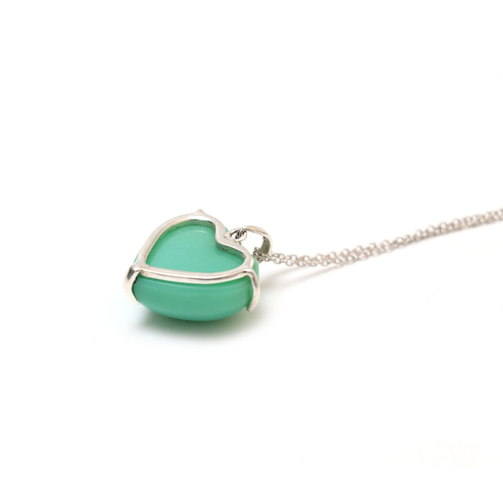 Chrysoprase Smooth Heart Gemstone Prong Pendant | 925 Sterling Silver Plated | Gift For Mom | Price Per Pendant - National Facets, Gemstone Manufacturer, Natural Gemstones, Gemstone Beads