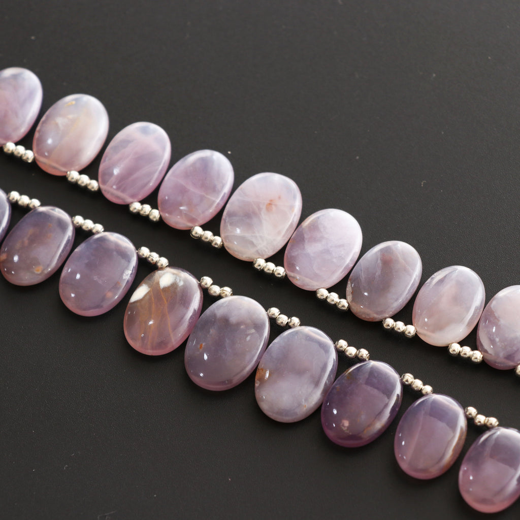 Purple Chalcedony Smooth Oval Beads, 10x14.5 mm to 17x22 mm, Chalcedony Oval Cabochon ,Gem Quality ,8 Inch Full Strand, Price Per Strand - National Facets, Gemstone Manufacturer, Natural Gemstones, Gemstone Beads