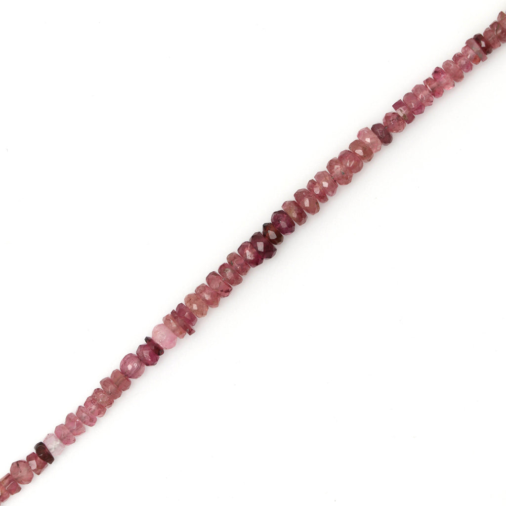 Pink Tourmaline | Pink Tourmaline Faceted Beads | 3 mm to 5 mm | Tourmaline Roundel Beads- Gem Quality, 8 Inch, Price Per Strand - National Facets, Gemstone Manufacturer, Natural Gemstones, Gemstone Beads