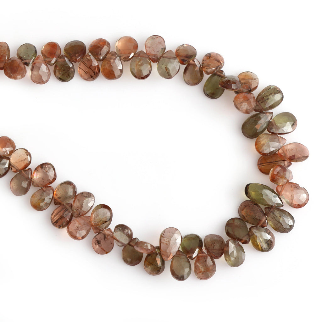 Andalusite Faceted Pears Beads- 5x6 mm to 8x9 mm - Andalusite Pear - Gem Quality , 20 Cm Full Strand, Price Per Strand - National Facets, Gemstone Manufacturer, Natural Gemstones, Gemstone Beads