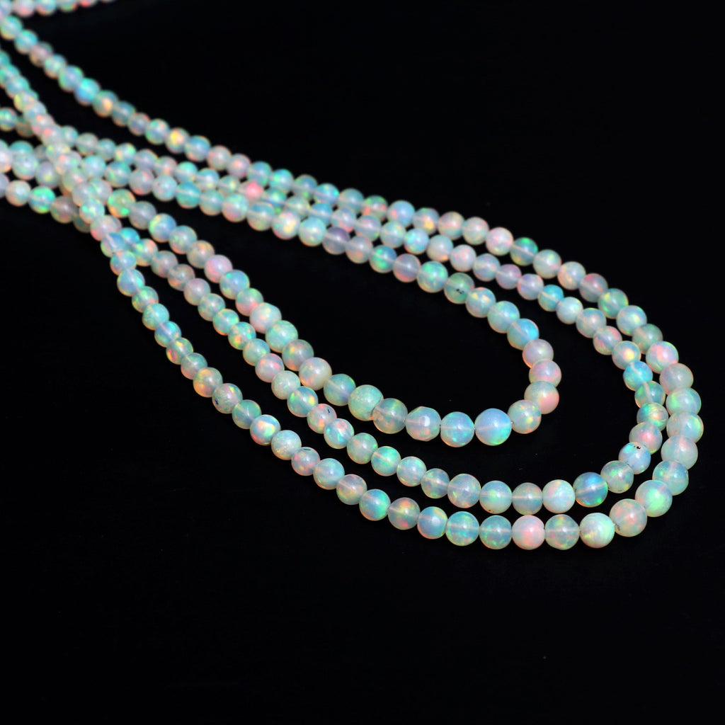 Natural Ethiopian Opal Smooth Round Balls Beads - 3.5 mm To 4.5 mm- Gem Quality , 8 Inches / 18 Inches Full Strand, Price Per Strand - National Facets, Gemstone Manufacturer, Natural Gemstones, Gemstone Beads