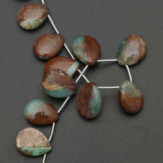 Green Opal Smooth Pear Beads , 12x15 mm to 12x16 mm, Opal Jewelry Making Beads, 5 Inch Full Strand, Price Per Strand