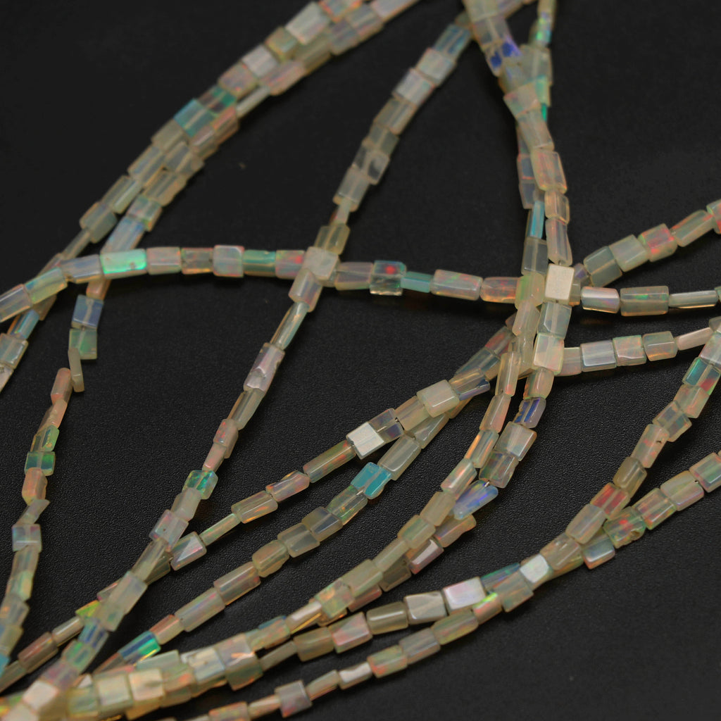 Natural Ethiopian Opal Smooth Rectangle Beads | 2.5x3.5 mm to 5.5x9 mm | 8 Inches/ 18 Inches Full Strand | Price Per Strand - National Facets, Gemstone Manufacturer, Natural Gemstones, Gemstone Beads