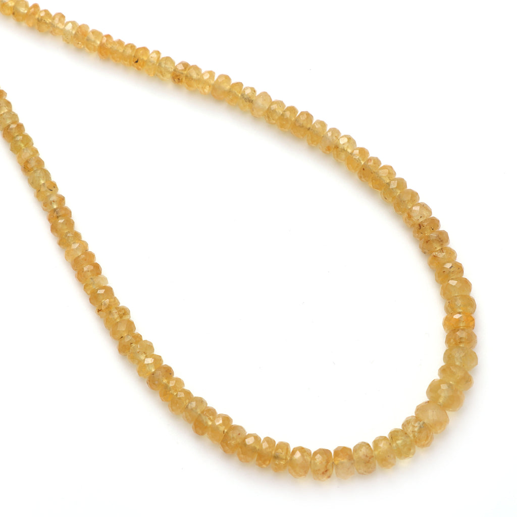 Yellow Aquamarine Faceted Roundel Beads, 3 mm to 6 mm, Yellow Aquamarine Beads - Gem Quality , 18 Inch/ 46 Cm Full Strand, Price Per Strand - National Facets, Gemstone Manufacturer, Natural Gemstones, Gemstone Beads
