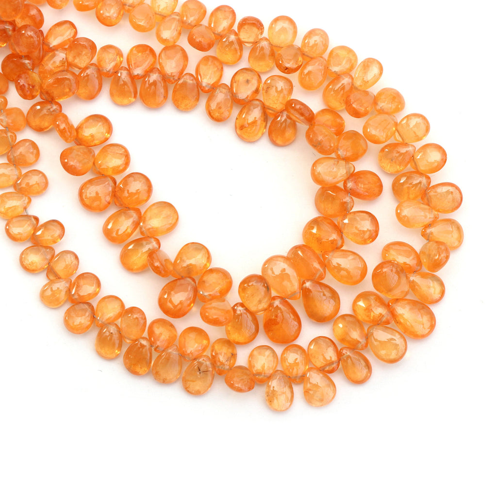 Spessartite Smooth Pear Beads- 4.5x5.5mm To 5.5x8mm- Spessartite Pear Beads - Gem Quality, 8 Inch/16 Inch Full Strand, Price Per Strand - National Facets, Gemstone Manufacturer, Natural Gemstones, Gemstone Beads