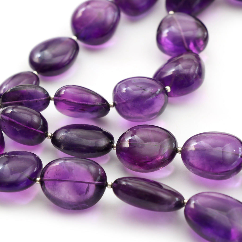 Natural Amethyst Smooth Tumble Beads - 12x13 mm to 21x30 mm - Amethyst Smooth Tumble, 4 Inch/ 8 Inch/ 16 Inch Full Strand, Price Per Strand - National Facets, Gemstone Manufacturer, Natural Gemstones, Gemstone Beads