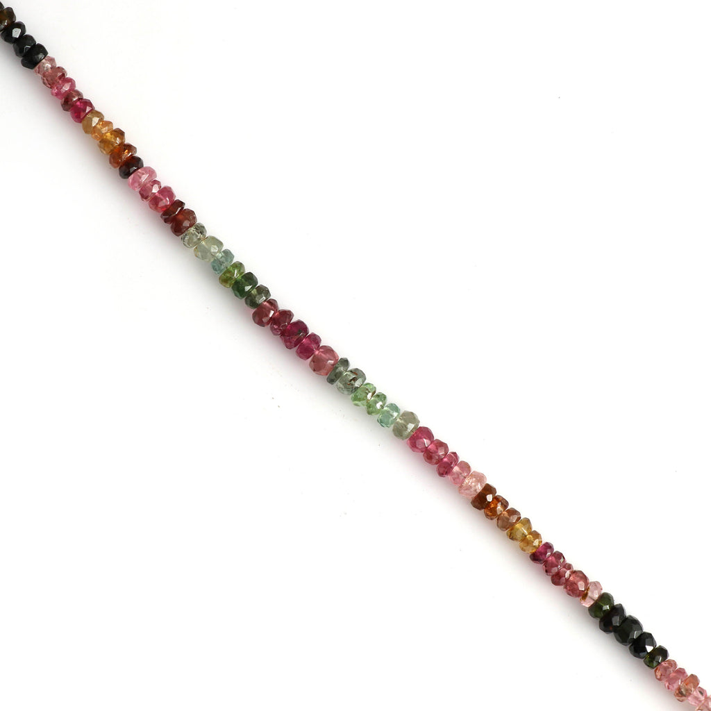 Multi Tourmaline Faceted Beads - 4 mm to 5 mm - Multi Tourmaline - Gem Quality , 8 Inch/ 20 Cm Full Strand, Price Per Strand - National Facets, Gemstone Manufacturer, Natural Gemstones, Gemstone Beads